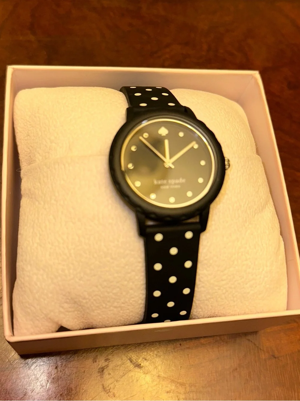 kate spade Black Watch with White Polka Dot Silicone Strap